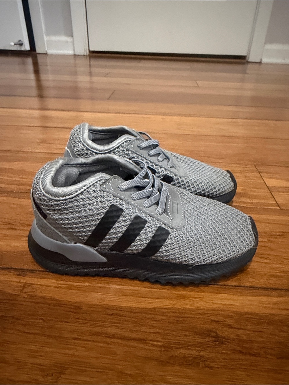 adidas Grey and Black Knit toddler Sneakers 7C